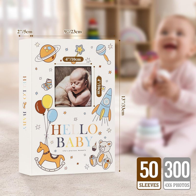 Lanpn Baby Photo Album 4x6 300 Pockets, Linen Newborn Bebe Ultrasound Photo Album with Memo Writing Area, Cover Photo Book, Picture Album for kids, Baby Girl Boy Memory Book Keepsake Colorful - Image 2
